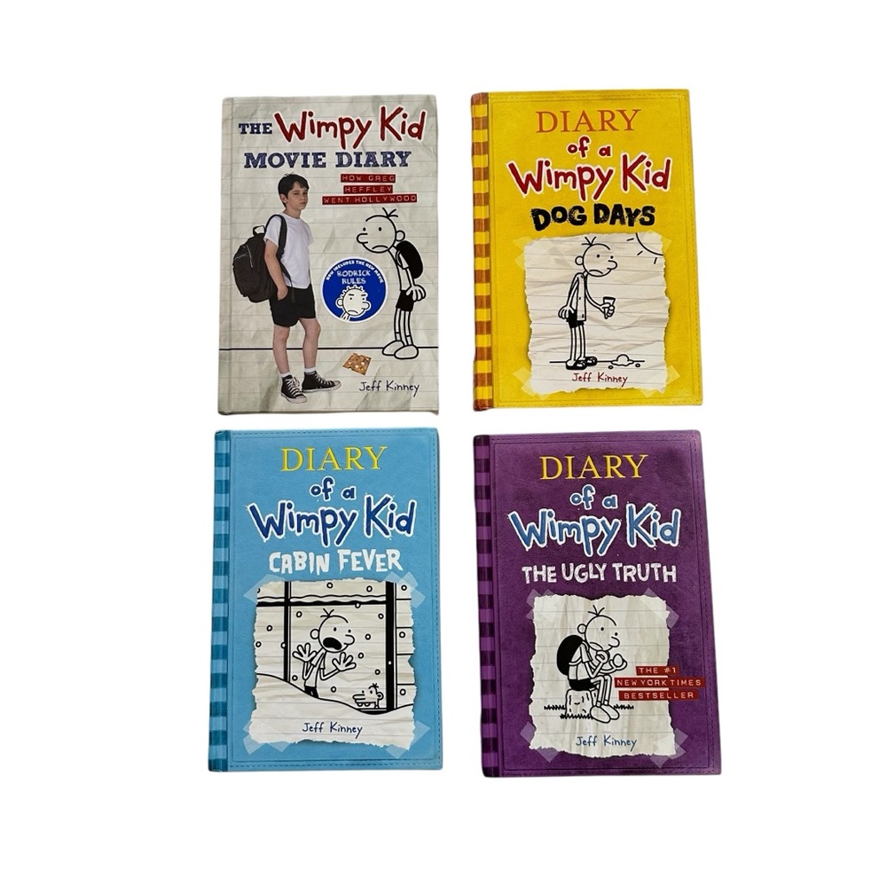 -Diary Of A Wimpy Kid Book Set Collection of 4 Hardcover Books By Jeff Kinney